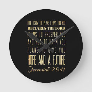 Christian Scriptural Bible Verse - Jeremiah 29:11 Runde Wanduhr