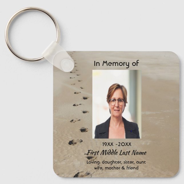 Christian Scripture Keepsake Footprints in Sand Schlüsselanhänger (Vorderseite)