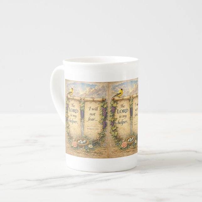 Christian Scripture Mug " The Lord Is My Helper"  Prozellantasse (Vorderseite Links)