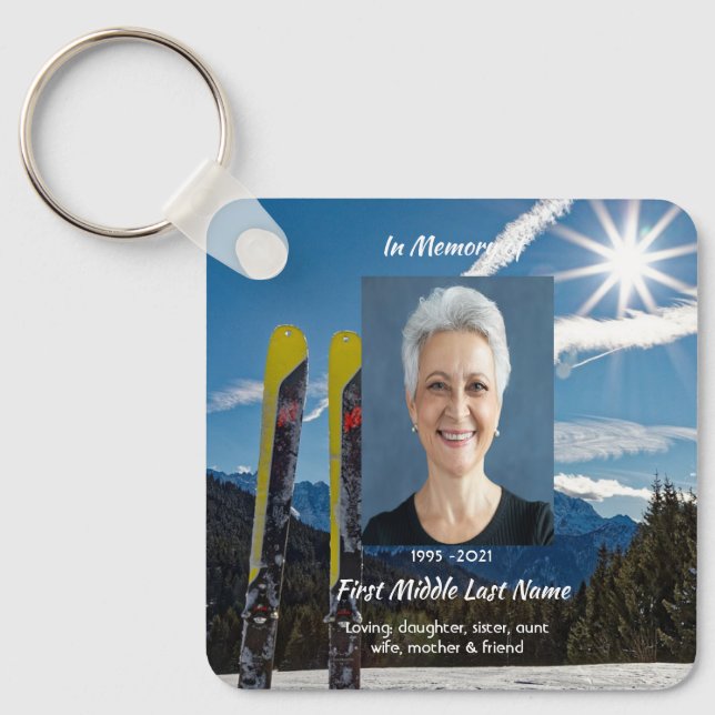 Christian Skiing Skier  Memorial Keepsake  Schlüsselanhänger (Vorderseite)