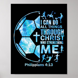 Christian Soccer Faith Religious Women Kids Christ Poster