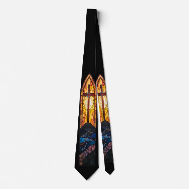 Christian Stained-Glass Cross Tie Krawatte (Vorderseite)