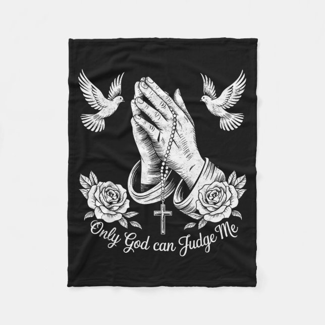 Christian Tattoos Only God Can Judge Me Prayer Han Fleecedecke (Vorderseite)