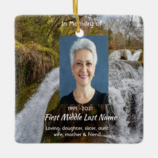 Christian Waterfall Landscape  Memorial Keepsake  Keramikornament (Vorderseite)