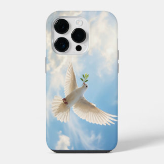 Christian White Dove with Olive Sky iPhone Case 14 Pro Hülle