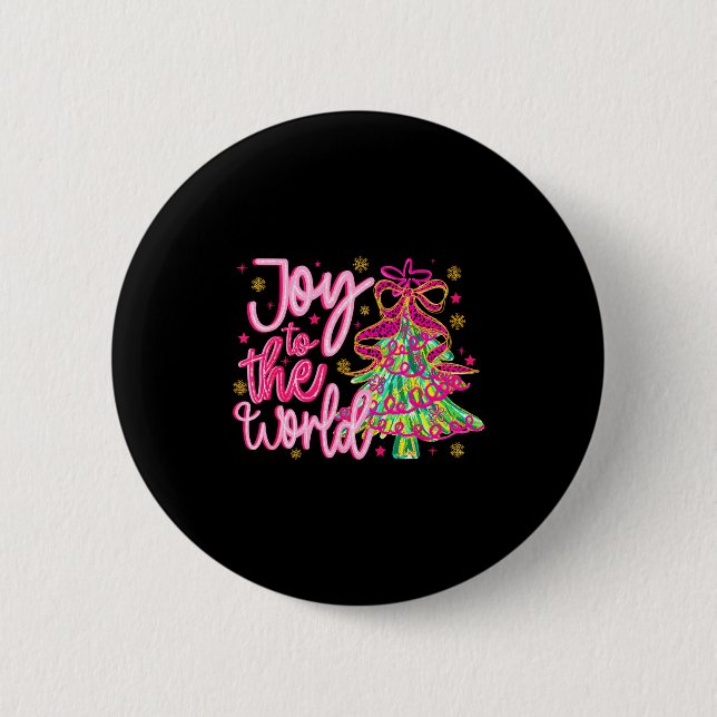 Christian Xmas Tree Holiday Christmas Joy To The W Button (Vorderseite)