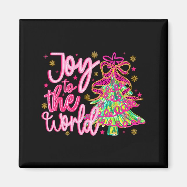 Christian Xmas Tree Holiday Christmas Joy To The W Magnet (Vorne)