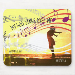 Christian Zeph 3:17 MY GOD SINGS OVER ME Yellow Mousepad