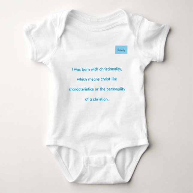 Christianality defined in blue on white onsie  baby strampler (Vorderseite)