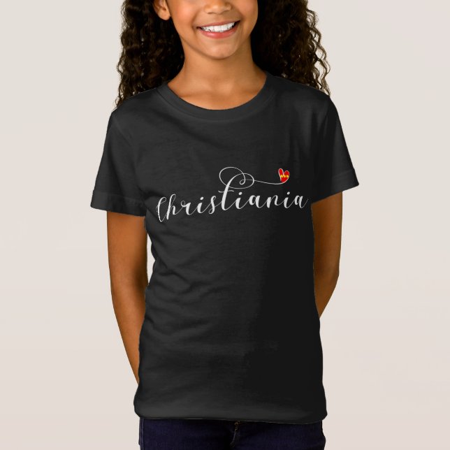 Christiania Flag Herz, Fristaden Christiania T-Shirt (Vorderseite)