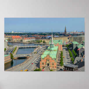 Christiansborg Palace Tower View Stock Exchange Poster