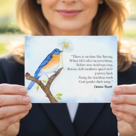 Christina Rossetti "Frühling" Gedicht mit Blaumeis Postkarte