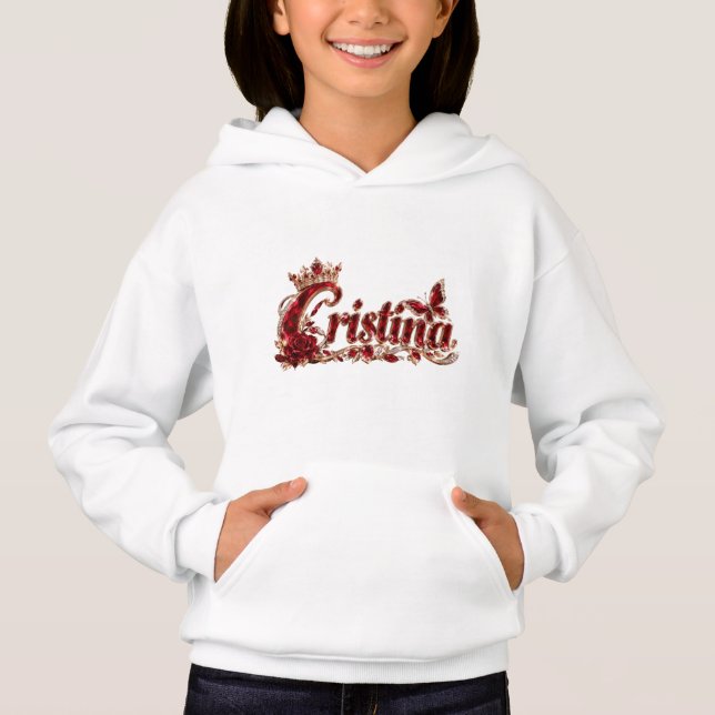 Christina Ruby Crystal Luxusname Hoodie (Vorderseite)