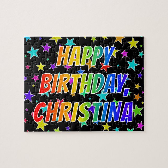"CHRISTINA" Vorname, Spaß "GLÜCKLICHER GEBURTSTAG" Puzzle (Horizontal)