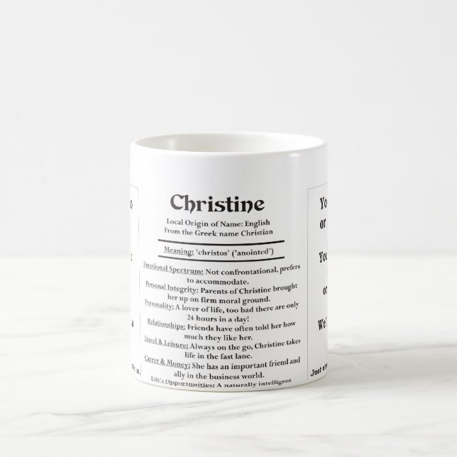 Christine, der Ursprung und die Bedeutung Tasse (Mittel)