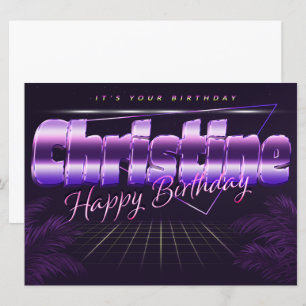 Christine Name Vorname lila retro Karte Geburtstag