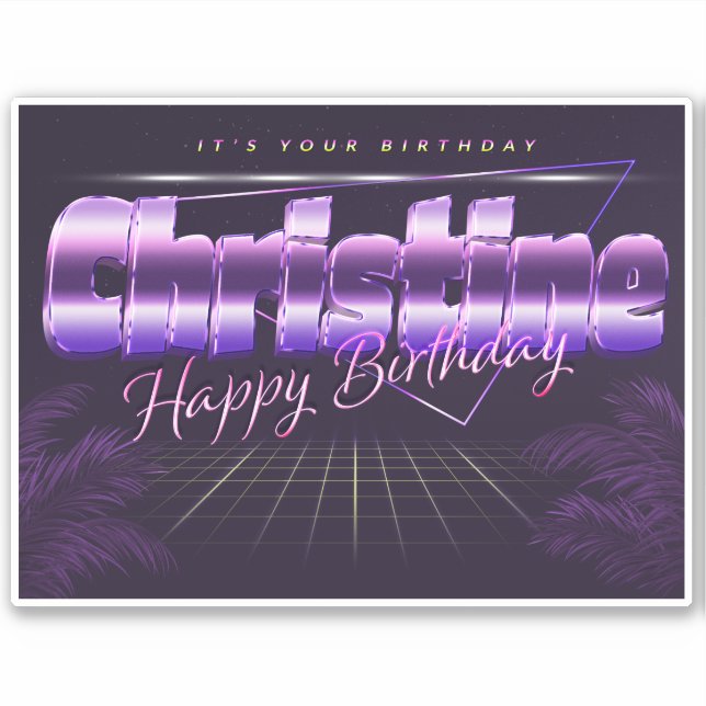 Christine Name Vorname retro Sticker Geburtstag (Vorderseite)