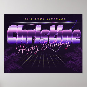 Christine Name Vorname Retroposter Geburtstag Poster