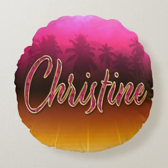 Christine Vorname Name golden pink Kissen (Vorderseite)