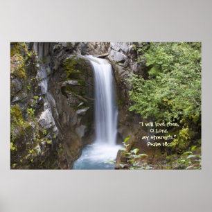 Christine Waterfall HDR, Print w/Scripture Verse Poster