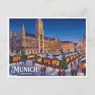 Christkindlmarkt Marienplatz München Deutschland Postkarte