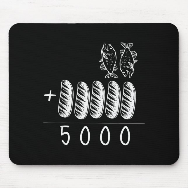 Christlich 2 Fische 5 Brote 5000 Gegen  Mousepad (Vorne)