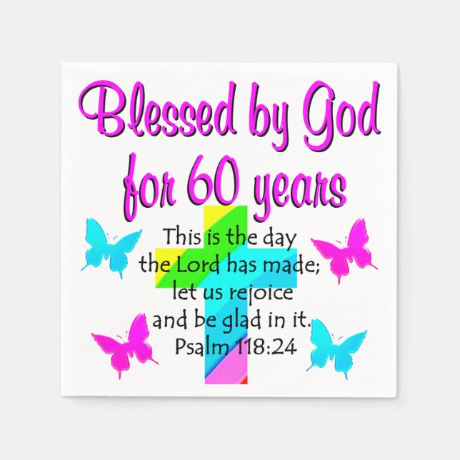 CHRISTLICH 60 JAHRE ALTER PRAYER SERVIETTE (Vorderseite)