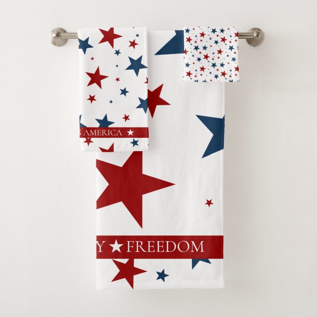 Christlich America Patriotic Red White Blue Stars Badhandtuch Set (Insitu)