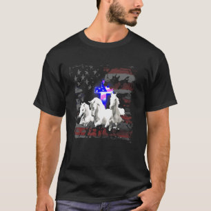 Christlich amerikanische Flagge Pferd US-Flagge 4. T-Shirt