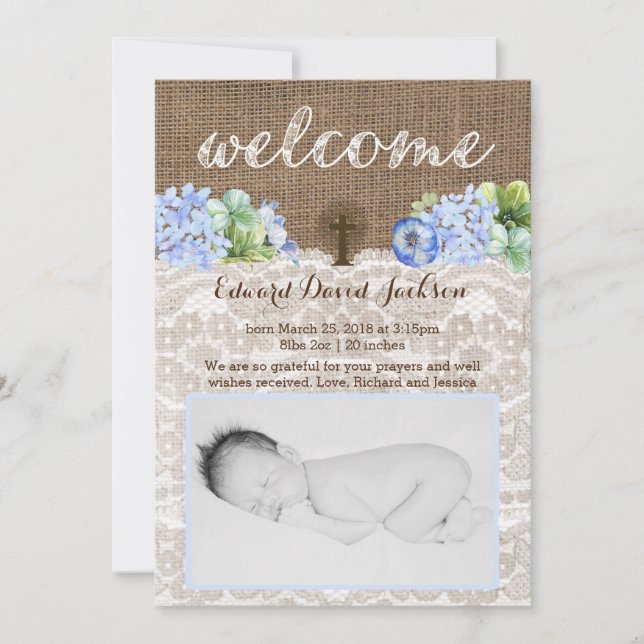 Christlich Baby Boy Birth Announctions Cards Ankündigung (Vorderseite)