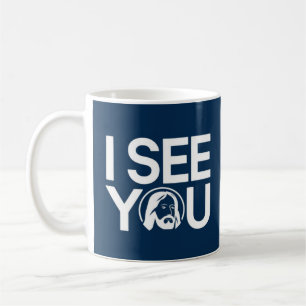 Christlich beobachtet Jesus dich, Jesus, ich sehe Kaffeetasse