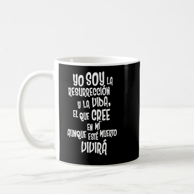 Christlich Bibel Verse Zitat John 11 25 Spanisch Kaffeetasse (Links)