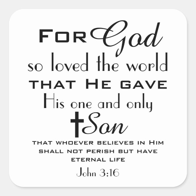 Christlich Bible Verse John 3:16 Stickers (Vorderseite)