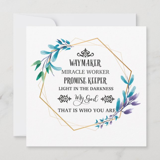 Christlich Blue Floral Wreath Dankeskarte (Vorderseite)