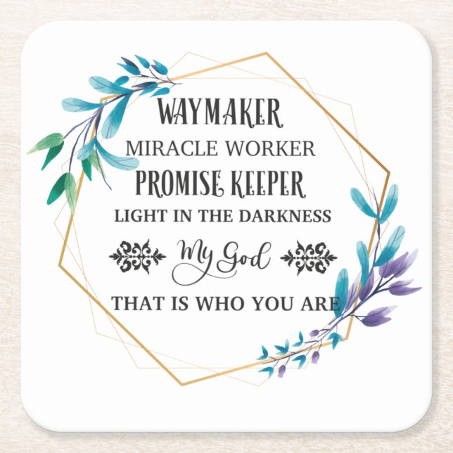 Christlich Blue Floral Wreath Rechteckiger Pappuntersetzer (Vorderseite)