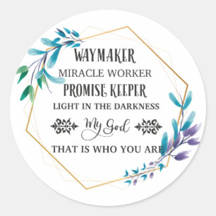 Christlich Blue Floral Wreath Runder Aufkleber