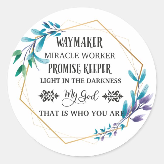 Christlich Blue Floral Wreath Runder Aufkleber (Vorderseite)