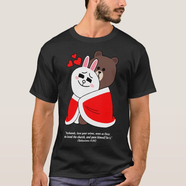 Christlich Brown Bear Cony Bunny Rabbit Husband Wi T-Shirt (Vorderseite)
