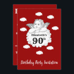 Christlich Cherub Angel Happy 90. Geburtstag Rot Einladung<br><div class="desc">Passen Sie den Text auf dieser Geburtstagseinladung mit der bereitgestellten Vorlage einfach an. Teil der "Cherub" Geburtstagsreihe.</div>