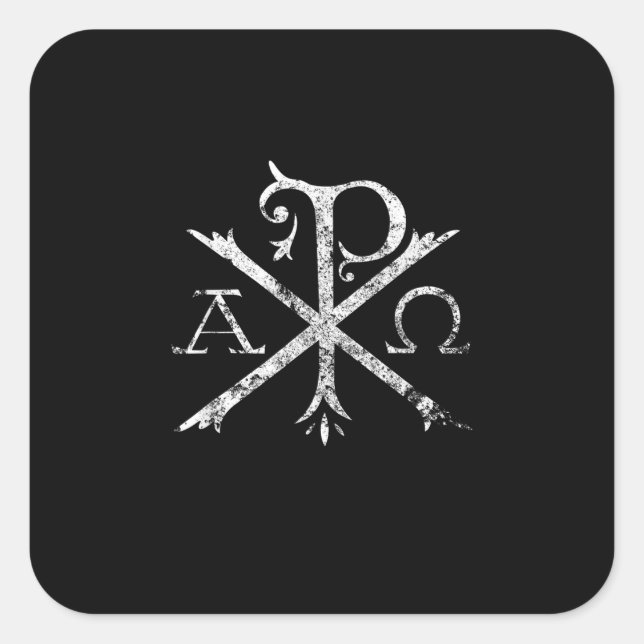 Christlich Chi Rho T - Shirt Labarum Christogram C Quadratischer Aufkleber (Vorderseite)