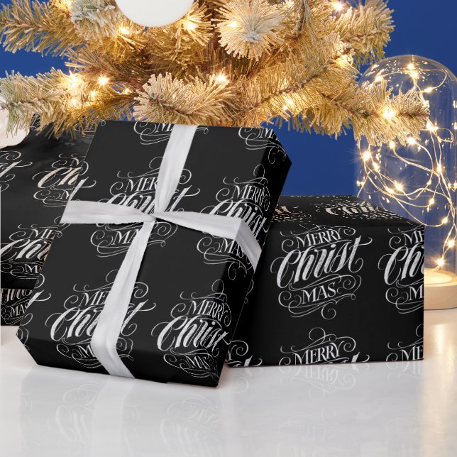 Christlich Christ Merry Christmas Chalk Calligraph Geschenkpapier (Feiertage)