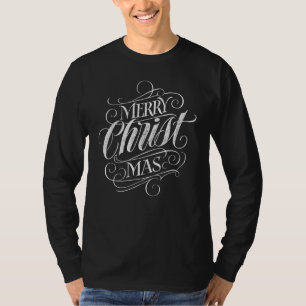 Christlich Christ Merry Christmas Chalk Calligraph T-Shirt
