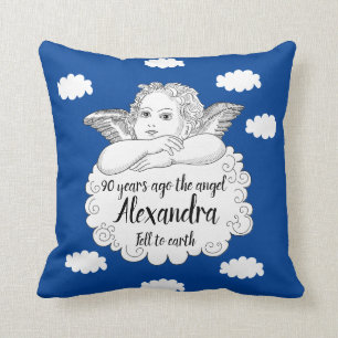 Christlich Cloud Angel Happy 90. Geburtstag Blau Kissen