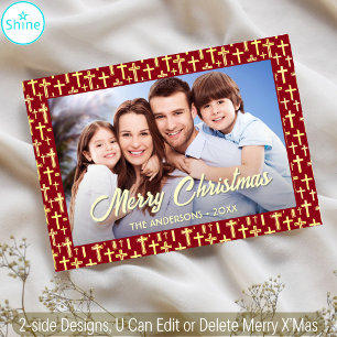Christlich Cross Custom Foto Script Red Christmas Feiertagskarte