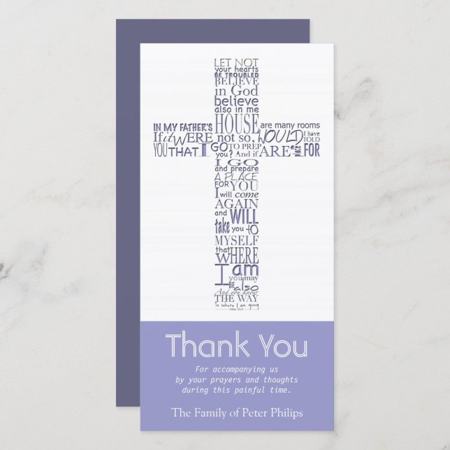 Christlich Cross John 14 Beileid Vielen Dank 6 Dankeskarte (Vorne/Hinten)