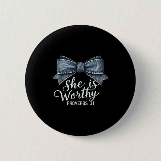 Christlich Denim Bow Shirt Irrationale Bibelreligi Button (Vorderseite)