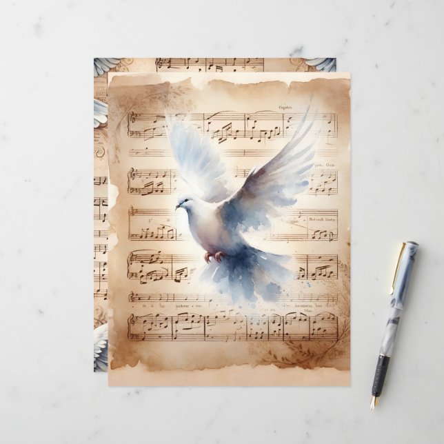 Christlich Dove Vintag Scrapbook Paper (Vorderseite/Rückseite Beispiel)