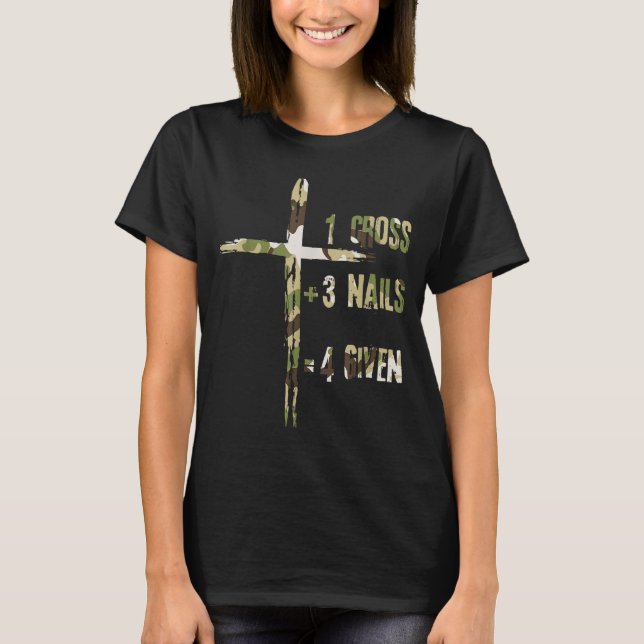 Christlich Ein Kreuz Plus Drei Nägel Gleich Vergeb T-Shirt (Vorderseite)