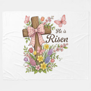 Christlich - Er ist auferstanden Florales Kreuz Re Fleecedecke