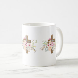 Christlich Faith Floral Cross Tasse ADD TEXT